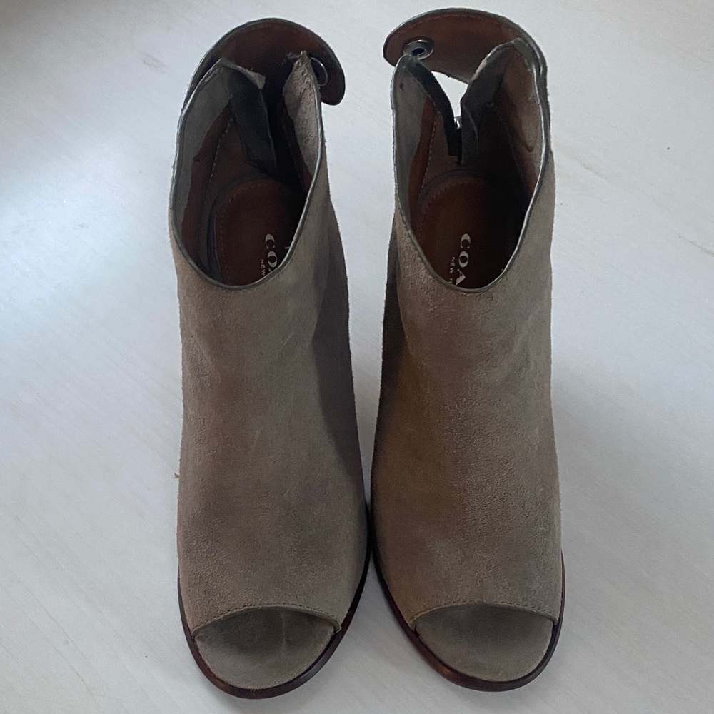 Coach Women's Beige Peep-Toe Ankle Booties